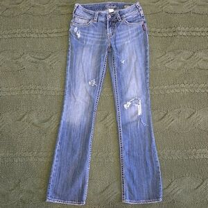 Silver Jeans Womens Suki 17 Bootcut Lightwash Distressed Lowrise 28" Waist